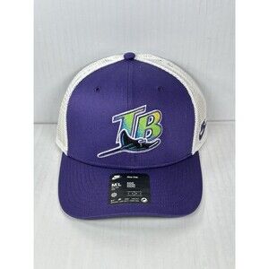 Size M/L Nike Rise Tampa Bay Rays MLB Purple/White Adjustable Trucker Hat Cap